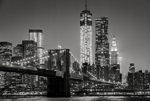 FOTOTAPETA DO SALONU SYPIALNI CZARNO BIAŁY MOST MANHATTAN