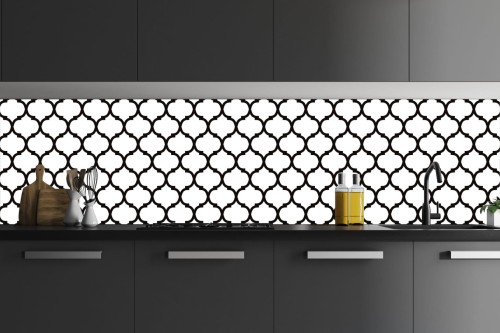 FOTOTAPETA DO KUCHNI ZMYWALNA BIAŁO CZARNY WZÓR