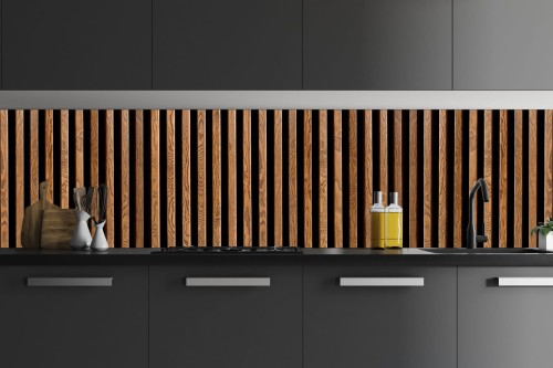 FOTOTAPETA DO KUCHNI ZMYWALNA DREWNIANE LAMELE