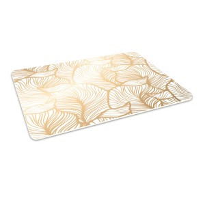 Elegancka podłogowa mata winylowa pod fotel krzesło złote liście