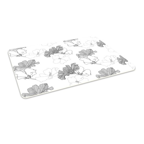 Podłogowa mata winylowa pod fotel krzesło SZARE KWIATY