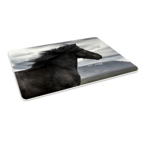 Podłogowa mata winylowa pod fotel krzesło czarny koń rumak