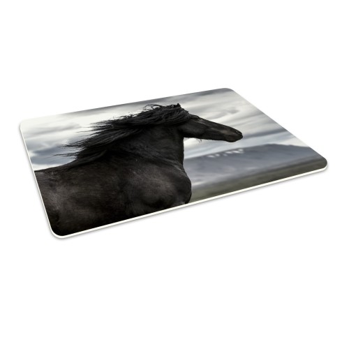 Podłogowa mata winylowa pod fotel krzesło czarny koń rumak