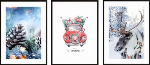 Plakaty świąteczne ZESTAW Boże Narodzenie święta renifer 