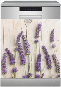 Naklejka na zmywarkę Kwiaty Lawenda Drewno
