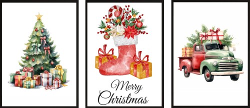 Plakaty świąteczne ZESTAW PLAKATÓW Święta AUTO CHOINKA 