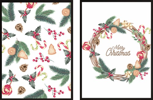 Plakaty świąteczne dekoracyjne ZESTAW PLAKATÓW świąteczny wzór pierniki