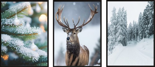 Plakaty świąteczne ZESTAW PLAKATÓW Święta Zima Śnieg Natura 