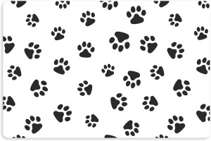 Mata pod miskę KUWETĘ dla kota antypoślizgowa wodoodporna czarne łapki