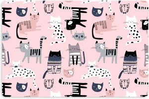 Podkładka pod miski legowisko dla kota antypoślizgowa wodoodporna RÓŻOWE KOTKI