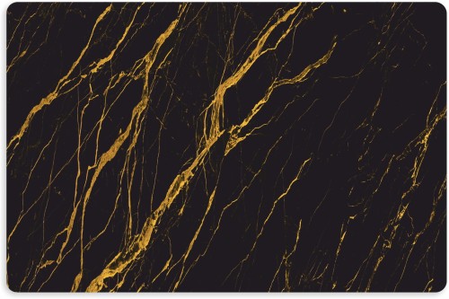 MATA WODOODPORNA pod miski dla psa kota CZARNO ZŁOTY KAMIEŃ