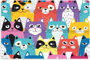 Mata pod miskę legowisko dla KOTA antypoślizgowa wodoodporna KOLOROWE KOTKI