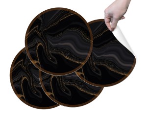 PODKŁADKI OCHRONNE MATY POD TALERZE na stół NOWOCZESNE ZMYWALNE  czarny marmur