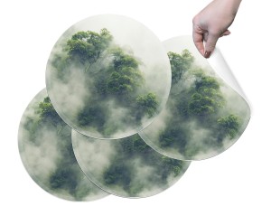 PODKŁADKI OCHRONNE MATY POD TALERZE na stół NOWOCZESNE ZMYWALNE  las mgła