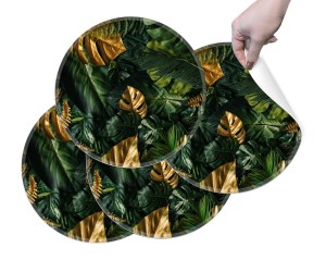 PODKŁADKI OCHRONNE MATY POD TALERZE na stół NOWOCZESNE ZMYWALNE złota monstera