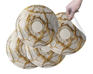 PODKŁADKI OCHRONNE MATY POD TALERZE na stół NOWOCZESNE ZMYWALNE pień złoty