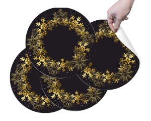 PODKŁADKI OCHRONNE MATY POD TALERZE na stół NOWOCZESNE ZMYWALNE na święta czarno złote