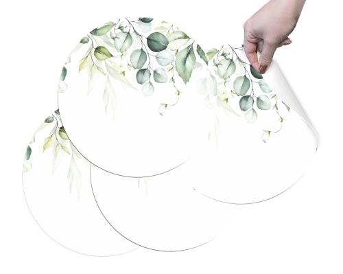 PODKŁADKI OCHRONNE MATY POD TALERZE na stół NOWOCZESNE ZMYWALNE liście zielone