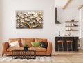 OBRAZ ścienny na płótnie canvas ZŁOTE DRZEWO KWIATY 3D ABSTRAKCJA