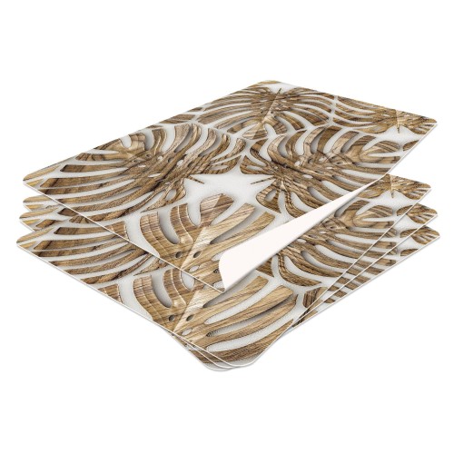 podkładki pod talerze na stół z winylu drewniane liście nowoczesne 4 sztuki