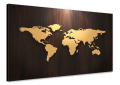 ZŁOTA MAPA ŚWIATA obraz na płótnie canvas do salonu 