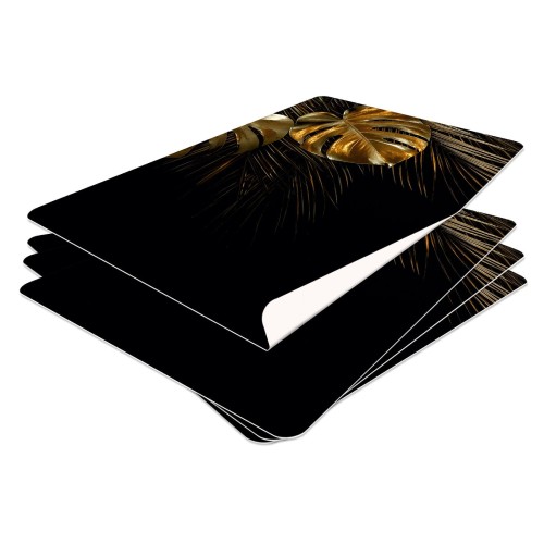 podkładka na stół zestaw 4 sztuk trwała elegancka czarno złota monstera