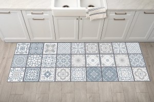 Dywanik do kuchni mata antypoślizgowa do kuchni BŁĘKITNY PATCHWORK 100x50