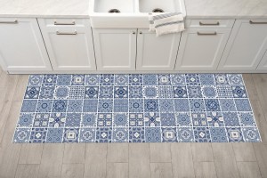 Dywanik kuchenny mata podłogowa ochronna do kuchni NIEBIESKIE KAFLE