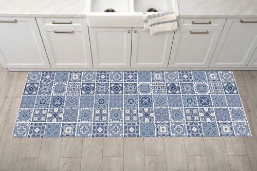 Dywanik kuchenny mata podłogowa ochronna do kuchni NIEBIESKIE KAFLE