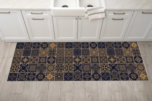 Dywanik kuchenny mata podłogowa ochronna do kuchni CZARNA MOZAIKA