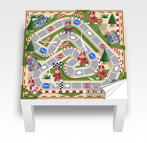 Naklejka laminowana na STOLIK IKEA dla dzieci FORMUŁA SPORT GRA
