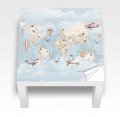 Naklejka laminowana na STOLIK IKEA LACK  MAPA ŚWIATA DLA DZIECI