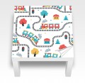 Naklejka laminowana na STOLIK IKEA LACK POCIĄGI TORY dla chłopca