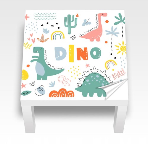Naklejka laminowana na STOLIK IKEA LACK  dla dzieci DINOZAURY DINO