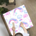 Naklejka laminowana na STOLIK IKEA dla dziewczynki TĘCZA CHMURKI