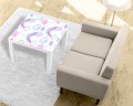 Naklejka laminowana na STOLIK IKEA dla dziewczynki TĘCZA CHMURKI