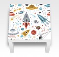Naklejka laminowana na STOLIK IKEA dla dzieci 55x55 cm KOSMOS RAKIETA