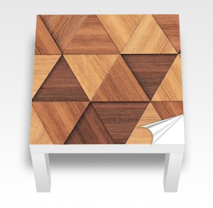 Naklejka laminowana na STOLIK IKEA LACK DREWNO TRÓJKĄTY 3D