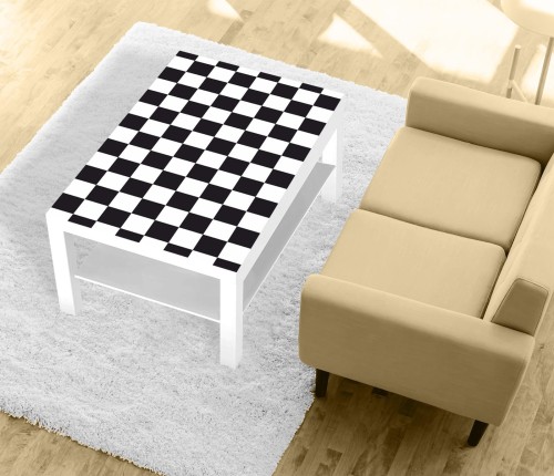 Naklejka laminowana na STOLIK KAWOWY IKEA  CZARNO BIAŁA SZACHOWNICA