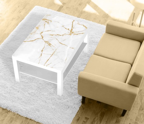 Naklejka laminowana na STOLIK KAWOWY IKEA GOLD MARBLE MARMUR