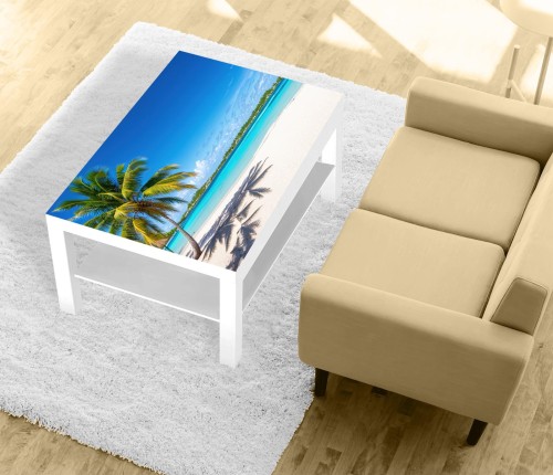 Naklejka laminowana na STOLIK KAWOWY IKEA PLAŻA PALMA TROPIKI