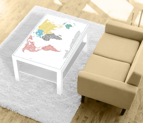 Naklejka laminowana na STOLIK KAWOWY IKEA MAPA ŚWIATA KONTYNENTY