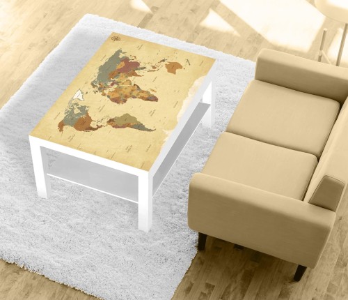 Naklejka laminowana na STOLIK KAWOWY IKEA MAPA ŚWIATA