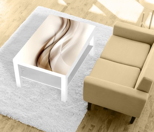 Naklejka laminowana na STOLIK KAWOWY IKEA LACK ABSTRAKCJA FALA BEŻ