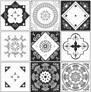 Naklejki na płytki wodoodporne samoprzylepne ścienne czarno białe