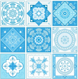 Naklejki na płytki kafelki ścienne samoprzylepne morski patchwork