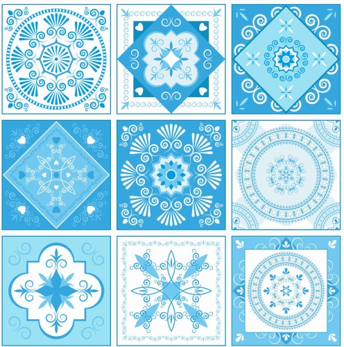 Naklejki na płytki kafelki ścienne samoprzylepne morski patchwork