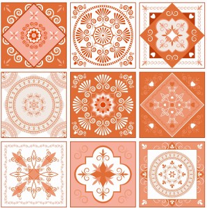 NAKLEJKI na płytki ścienne dekoracyjne PORTUGALSKIE WZORY POMARŃCZ