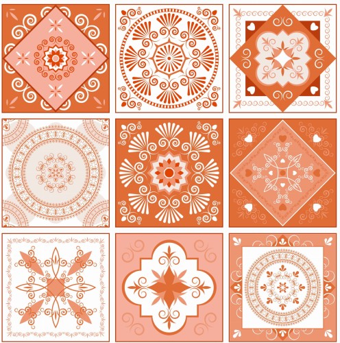 NAKLEJKI na płytki ścienne dekoracyjne PORTUGALSKIE WZORY POMARŃCZ