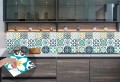 Naklejki na płytki ścienne kuchenne łazienkowe TURKUSOWE AZULEJO